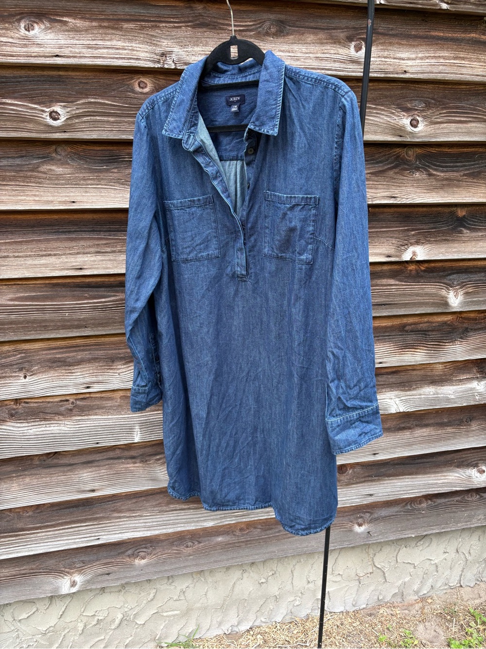 J. Crew Factory Indigo Denim Long Sleeve Shirt Dress